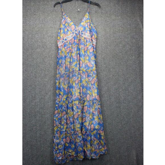 Anthropologie Verb by Pallavi Singhee Vineyard Tiered Midi Dress Blue Size 10 - Picture 2 of 7